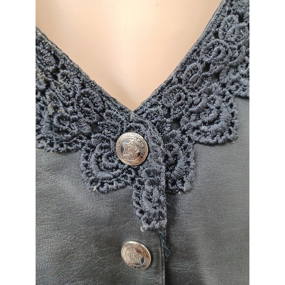 Plus Factor Womens Black Vest Faux Leather Lace pockets Plus Sz 22W - Picture 2 of 8